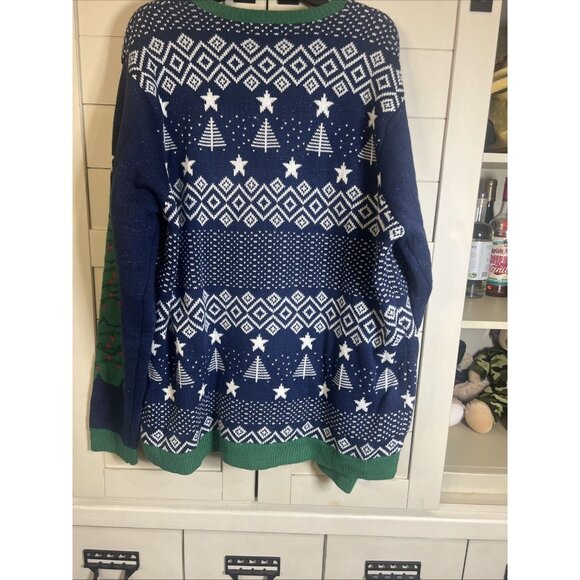 HOLIDAY TIME Ugly Christmas Cow Sweater Size XXL (50-52) With Working Lights - Picture 7 of 9